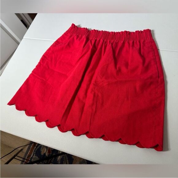NWOT J. Crew Red Linen Blend Scalloped Sidewalk Skirt Sz. 6 - Picture 4 of 6